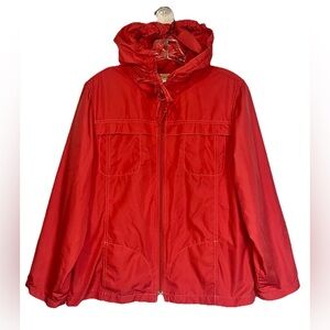 Talbots Jacket Womens Size Medium P Salmon Hooded Full‎ Zip Windbreaker Raincoat